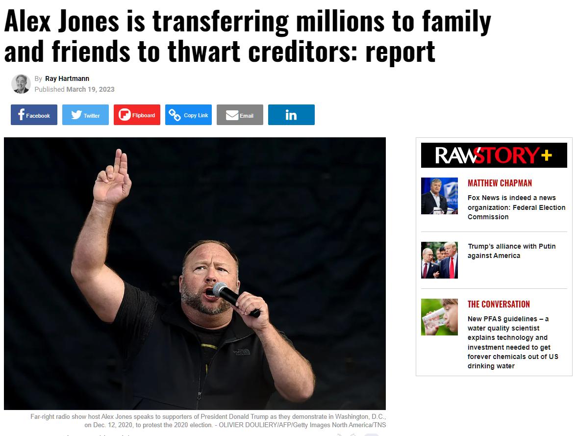 Alex Jones is transferring millions to family ends to thwart creditors report