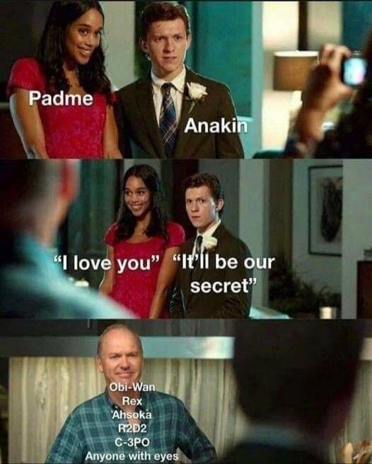 Padme Anakin I love you It'll be our secret Obi-Wan Rex Ahsoka R2D2 C-3PO Anyone with eyes