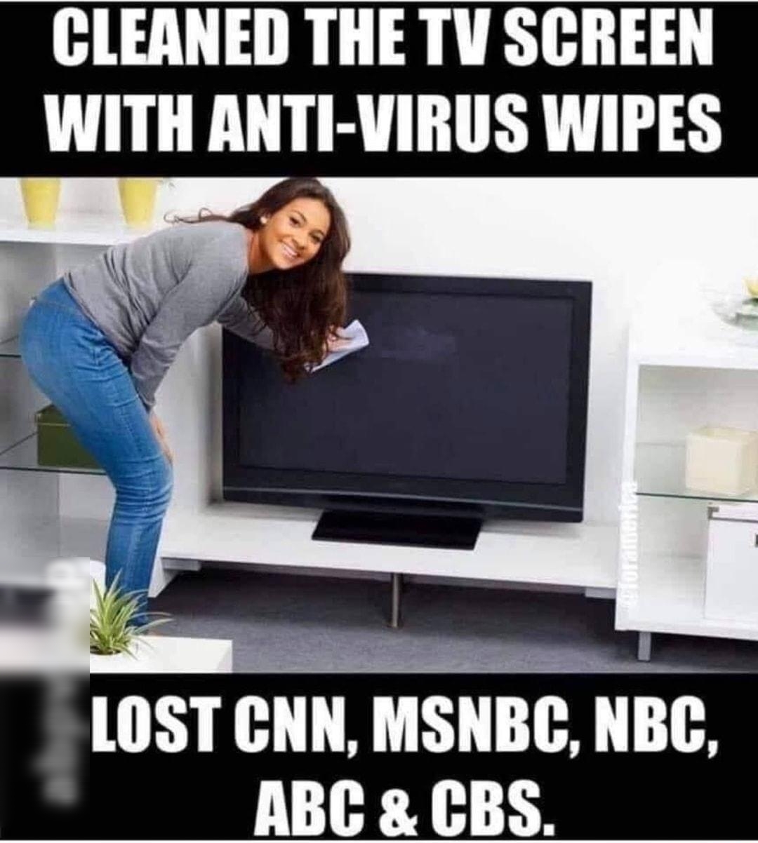 CLEANED THE TV SCREEN WITH ANTI VIRUS WIPES L0ST cuumsnnc NEC ABC 8 CBS