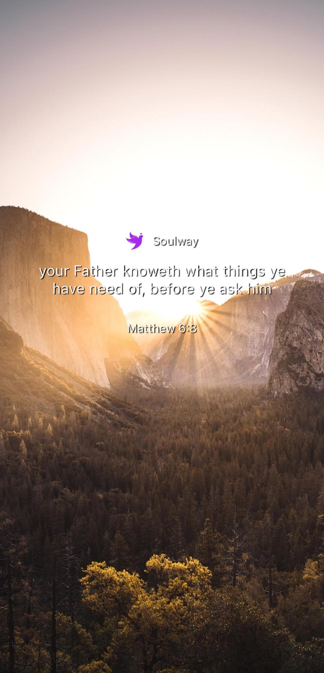 Soulway your Father knoweth what things ye have need of, before ye ask him Matthew 6:8