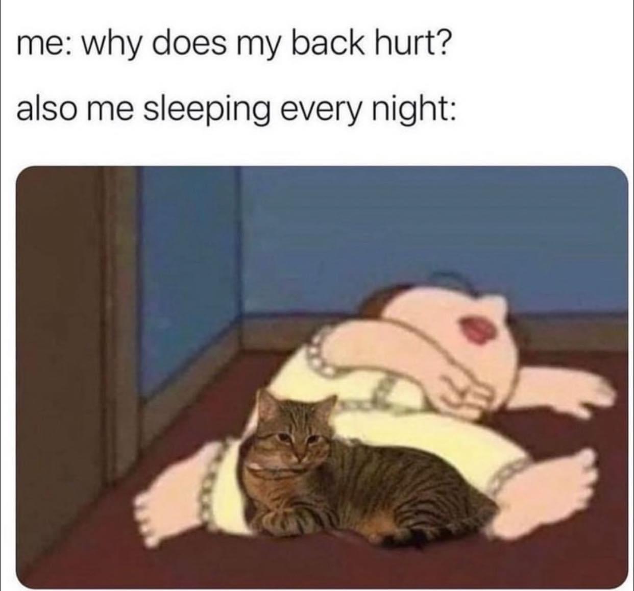 me why does my back hurt also me sleeping every night