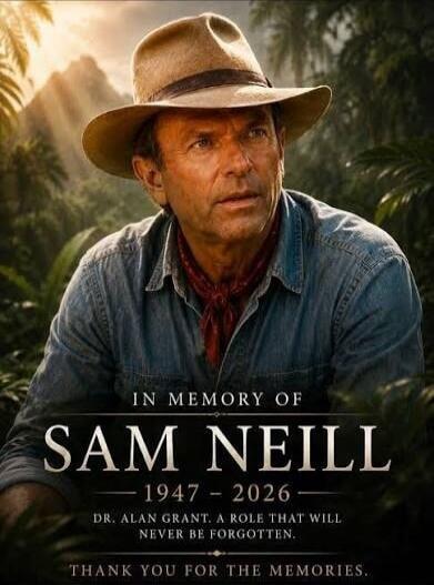 IN MEMORY OF SAM NEILL 1947 - 2026 DR. ALAN GRANT. A ROLE THAT WILL NEVER BE FORGOTTEN. THANK YOU FOR THE MEMORIES.