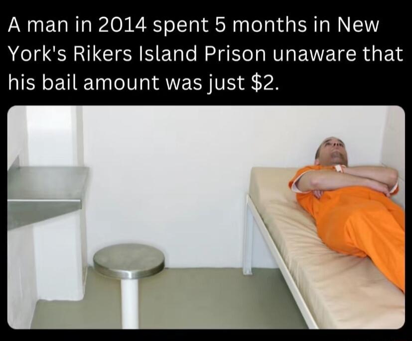 A man in 2014 spent 5 months in New Yorks Rikers Island Prison unaware that his bail amount was just 2