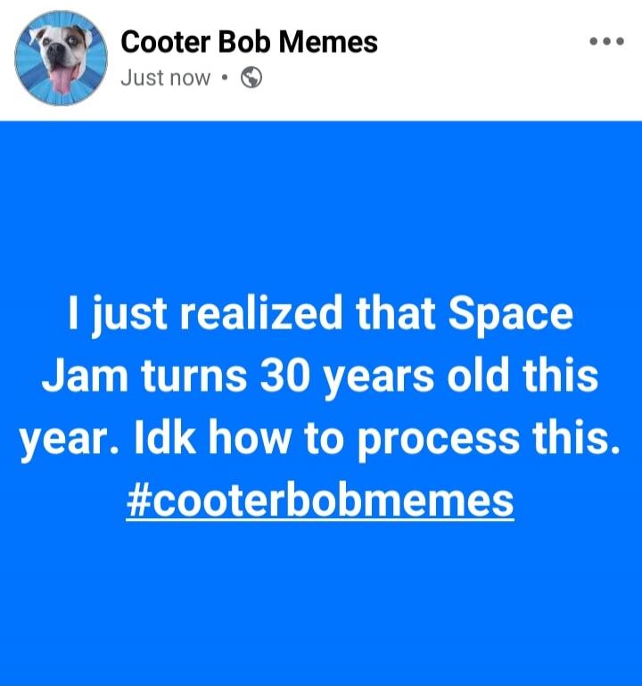 I just realized that Space Jam turns 30 years old this year. Idk how to process this. #cooterbobmemes