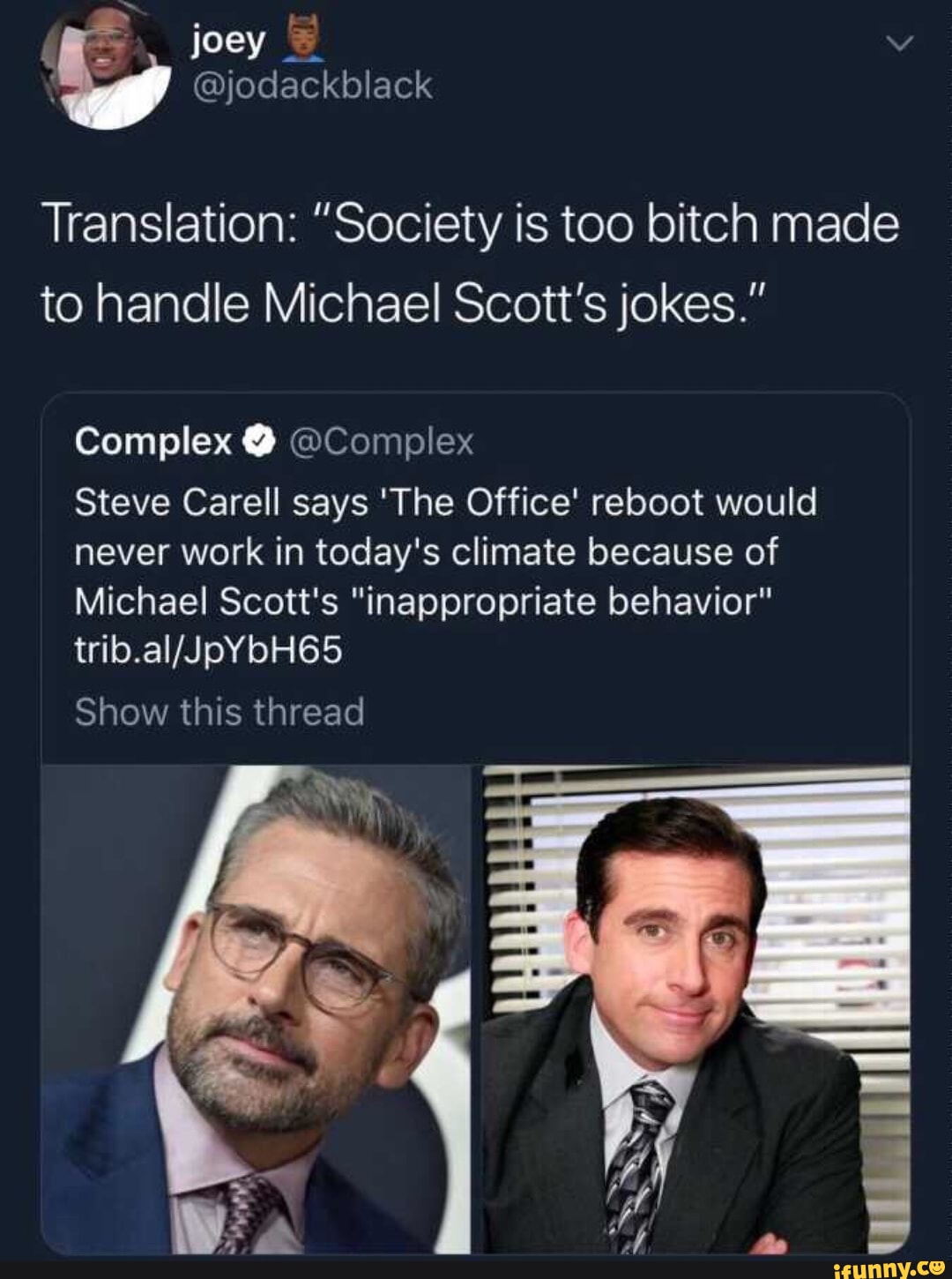 joey v jodackblack RIEHEEL RSl ARR ole sliteiaaTe to handle Michael Scotts jokes Complex Complex Steve Carell says The Office reboot would VAT LR L EERE T EICE TN Michael Scotts inappropriate behavior tribalJpYbHB5 EOHCINRGIRGICET