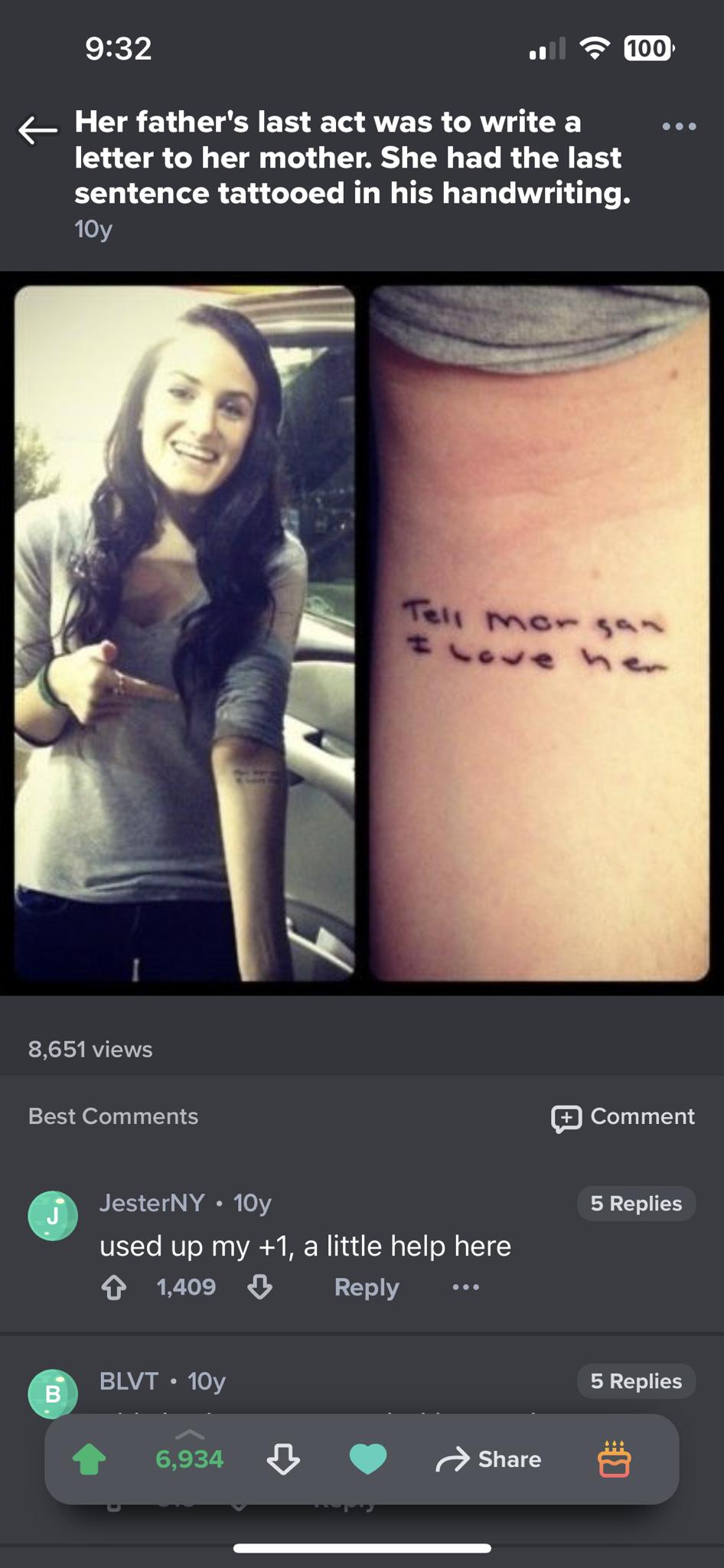 932 P 00 Her fathers last act was to write a e letter to her mother She had the last ECLIELTER EVLCLEL R TR B L I T N 10y e 8651views Best Comments D Comment JesterNY 10y 5 Replies used up my 1 a little help here 1409 Reply BLVT 10y 5 Replies 6930 share