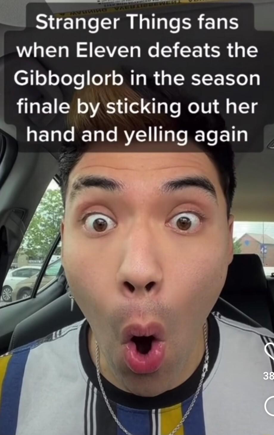 Stranger Things fans WL S VT R I RN SR G 15 Gibboglorb in the season finale by sticking out her hand and yellmg agam