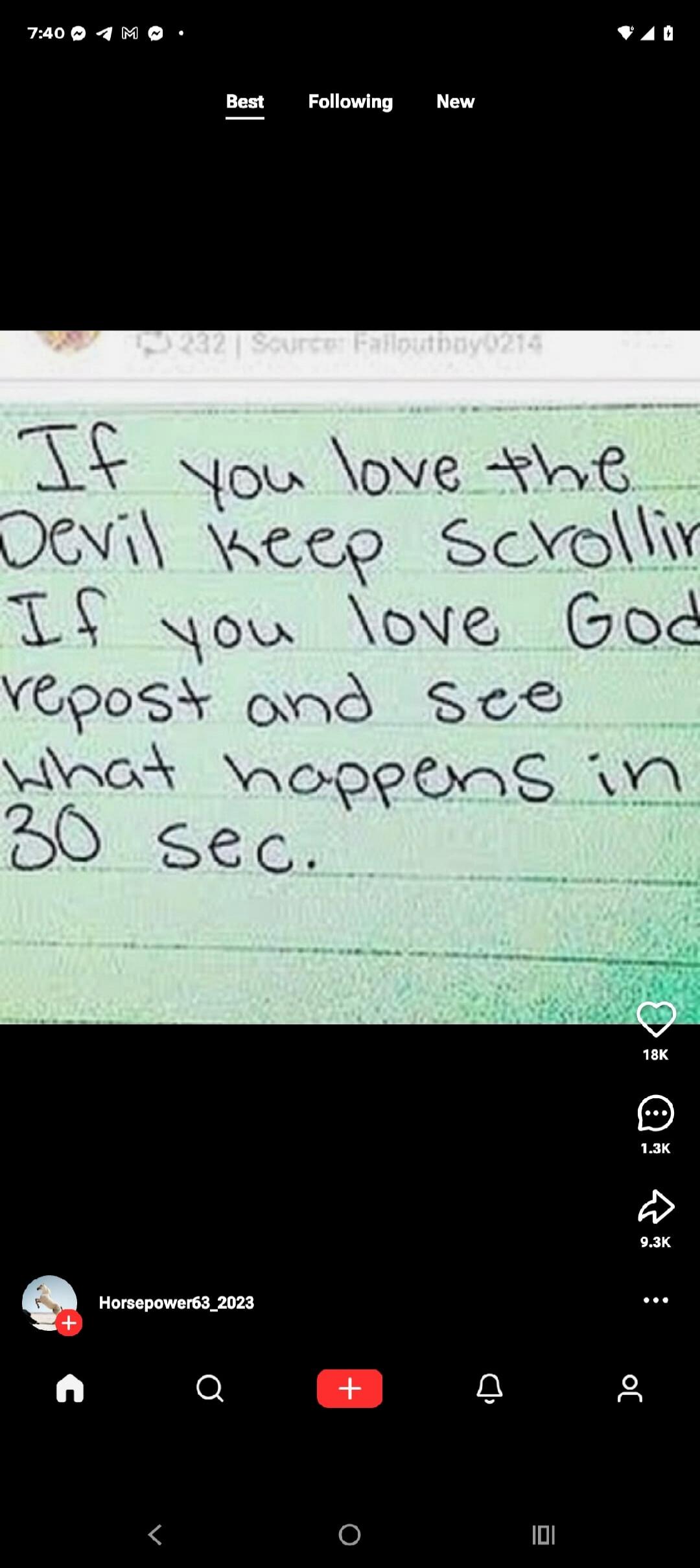 If you love the Devil keep scrolling If you love God repost and see what happens in 30 sec.