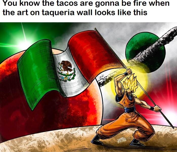 ou know the tacos are gonna be fire when the art on taqueria wall looks like this