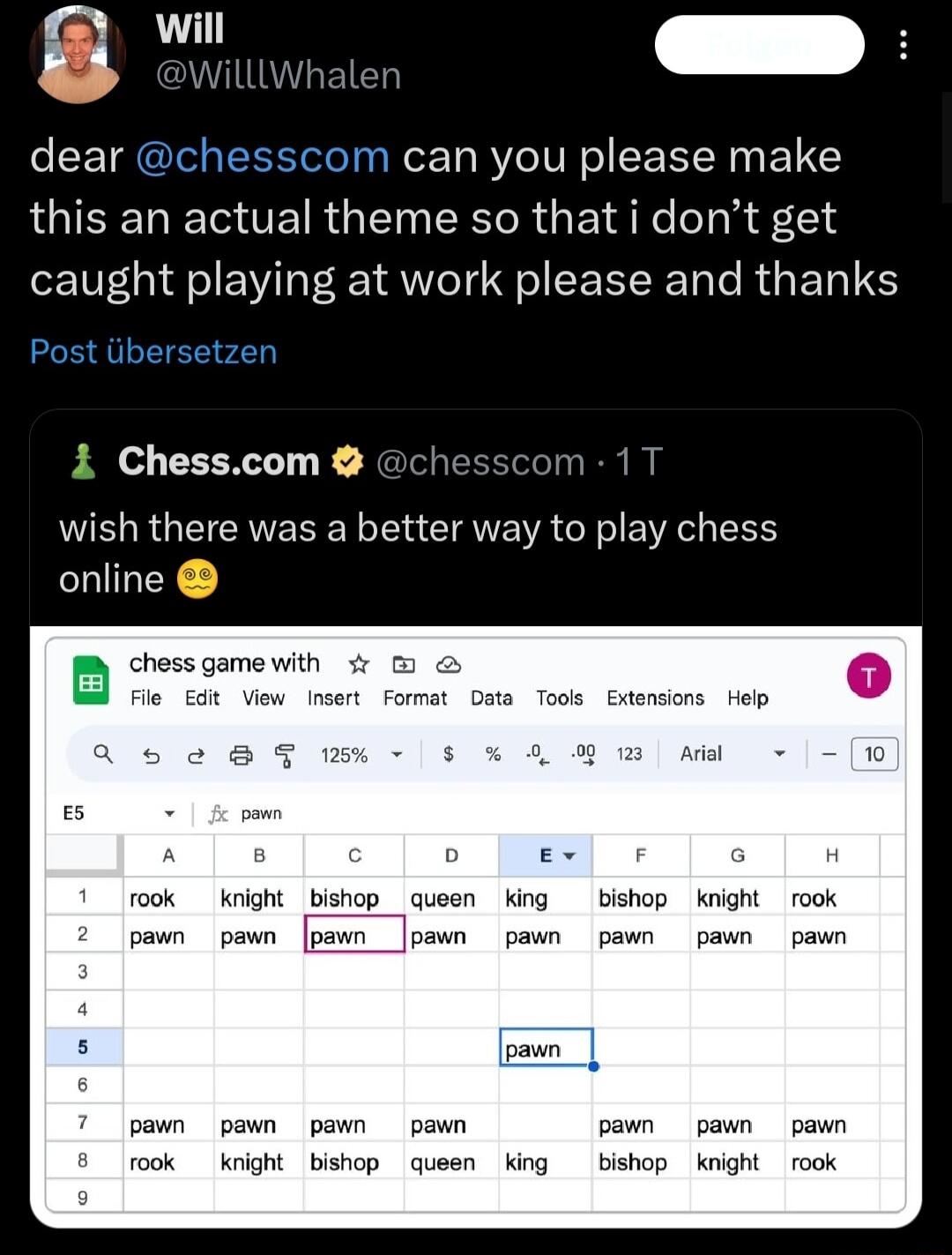 R i dear chesscom can you please make this an actual theme so that i dont get caught playing at work please and thanks Post iibersetzen Chesscom ch wish there was a better way to play chess online Kaight bishop _queen bishop _knight rook pawn pawn pawn pawn n o pawn pawn rook kight bishop que op knight ook