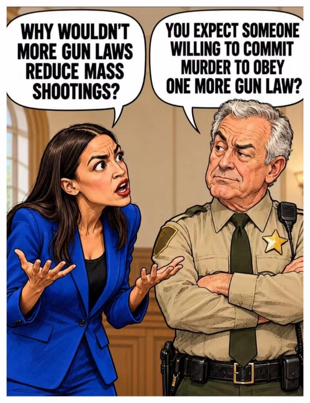 WHY WOULDN'T MORE GUN LAWS REDUCE MASS SHOOTINGS? YOU EXPECT SOMEONE WILLING TO COMMIT MURDER TO OBEY ONE MORE GUN LAW?