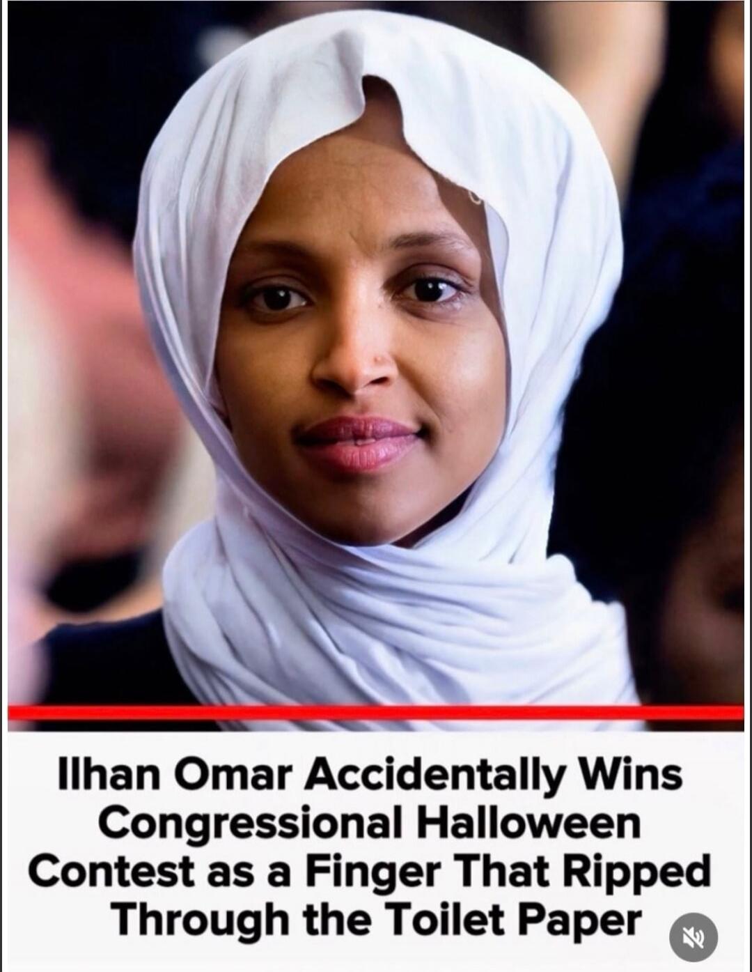 Ilhan Omar Accidentally Wins Congressional Halloween Contest as a Finger That Ripped Through the Toilet Paper