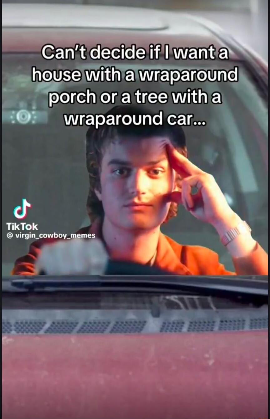 Can't decide if I want a house with a wraparound porch or a tree with a wraparound car...