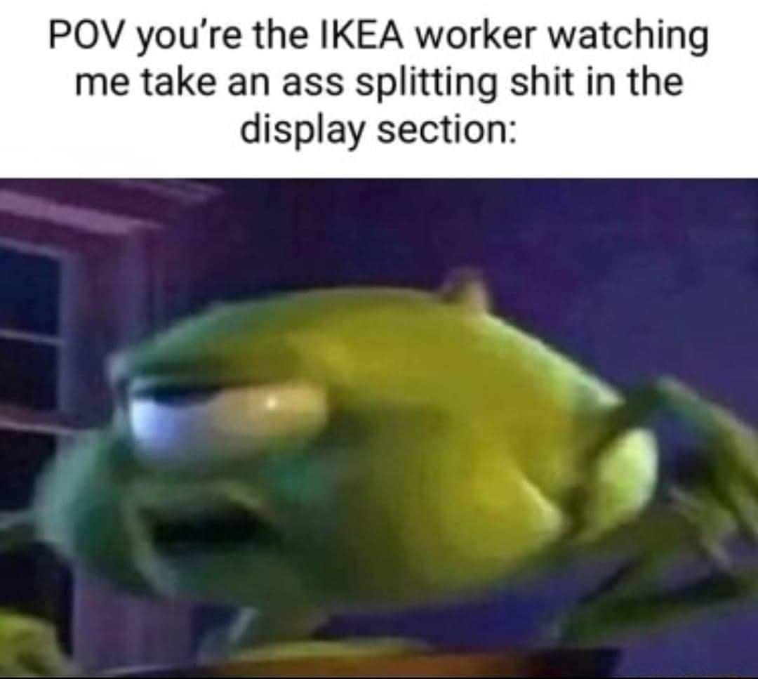 POV youre the IKEA worker watching me take an ass splitting shit in the display section