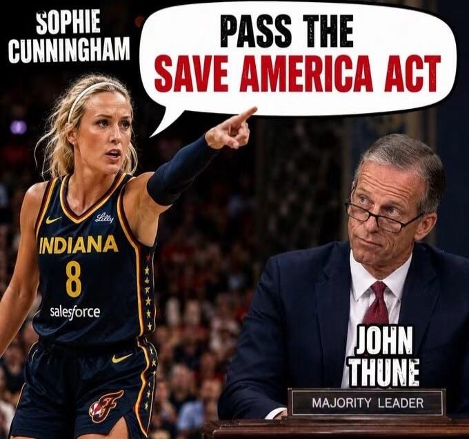Sophie Cunningham, Pass the Save America Act, Indiana 8 Salesforce, Lilly, John Thune, Majority Leader.