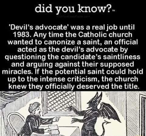 did you know D EISEG I CRVERE R B ETLH 1983 Any time the Catholic church wanted to canonize a saint an official ECLIERS R VTSR VL IR 40 CUES LI RGERENT L E SRR TR EEN ELGETC T EINE S G o T CEM T G RN HETEE T LT R T up to the intense criticism the church knew they officially deserved the title 5