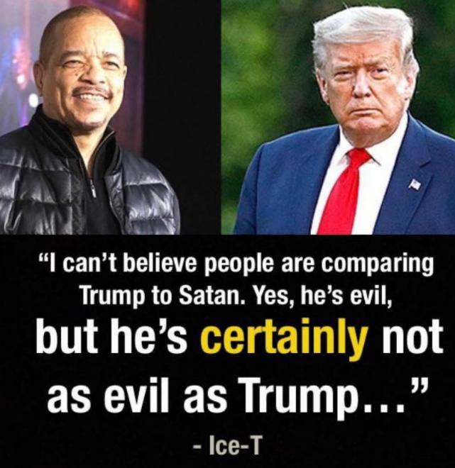 R Aulj a I cant believe people are comparing Trump to Satan Yes hes evil but hes certainly not as evil as Trump lce T