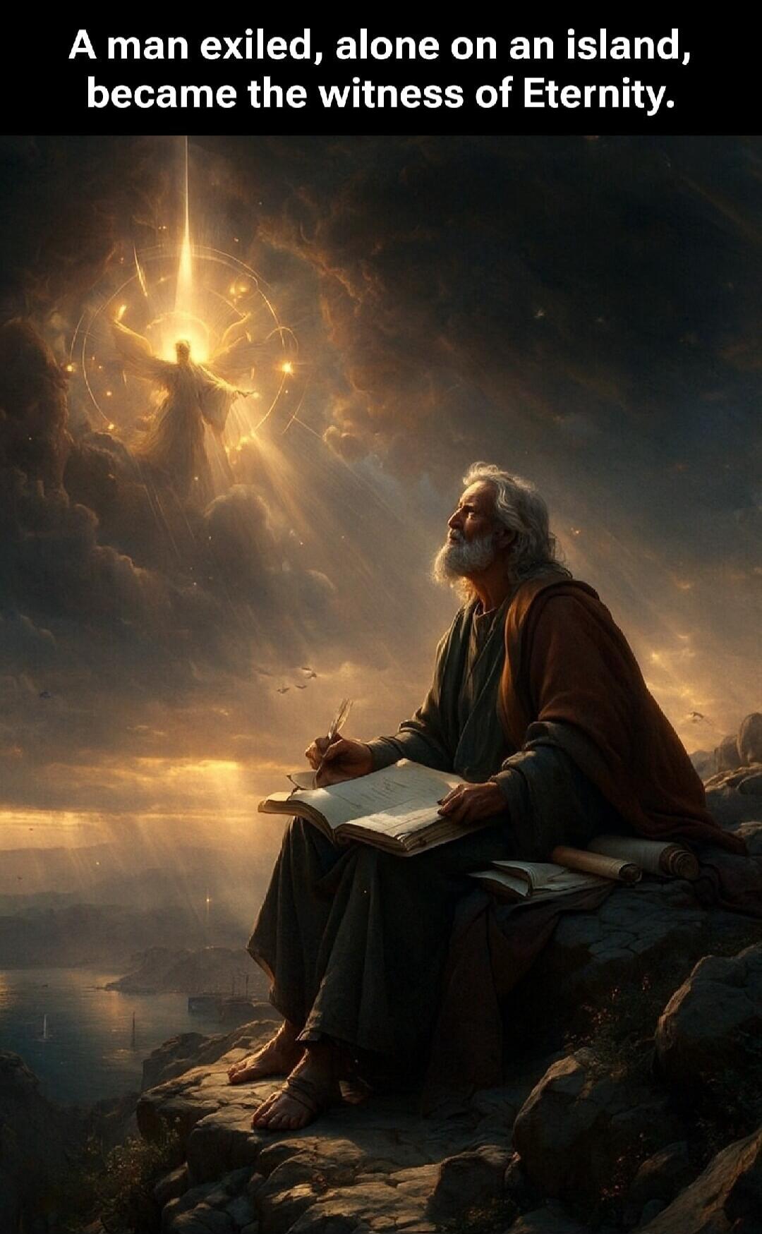 A man exiled, alone on an island, became the witness of Eternity.