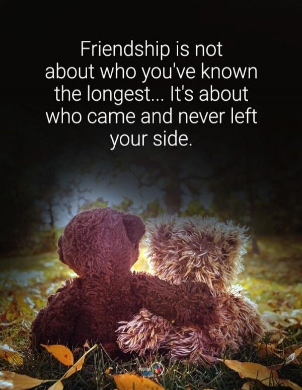 Friendship is not about who you've known the longest... It's about who came and never left your side.