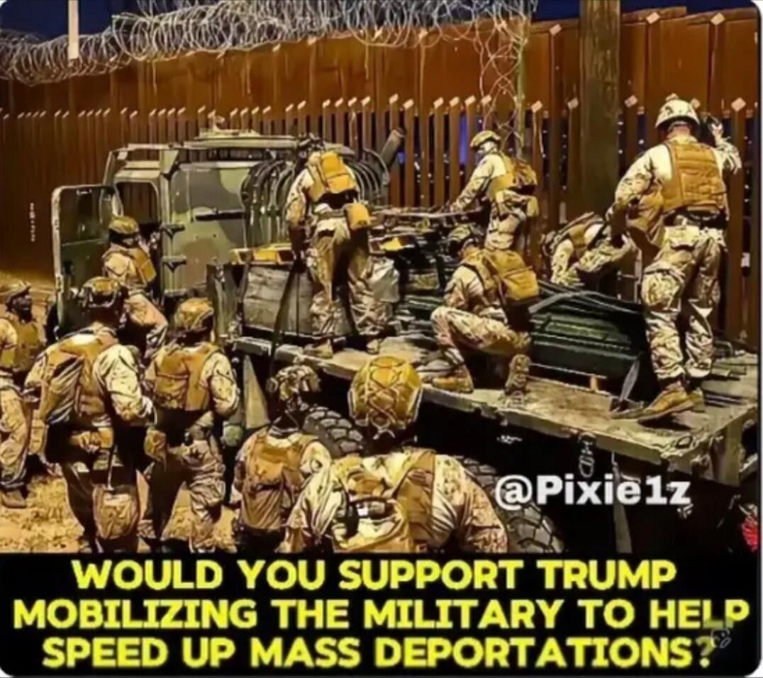 WOULD YOU SUPPORT TRUMP MOBILIZING THE MILITARY TO HELP SPEED UP MASS DEPORTATIONS?