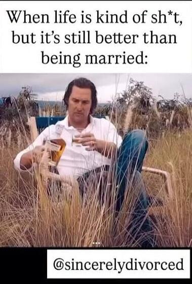 When life is kind of sh*t, but it's still better than being married: @sincerelydivorced