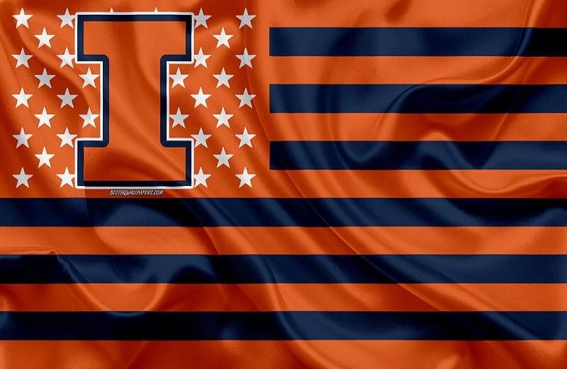 University of Illinois logo, stars, stripes, BESTHDWALLPAPERS.COM