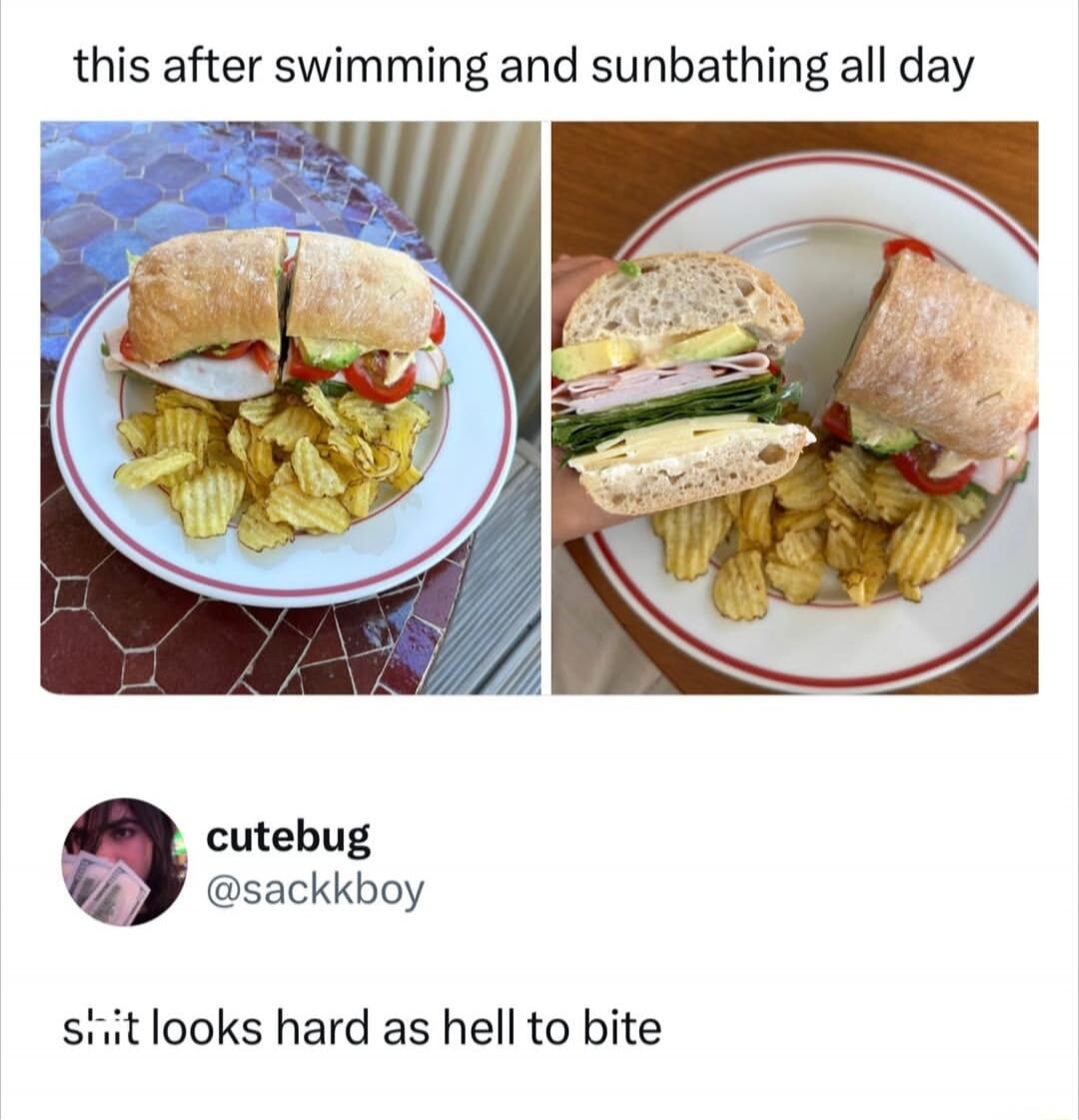 this after swimming and sunbathing all day cutebug @sackkboy shit looks hard as hell to bite