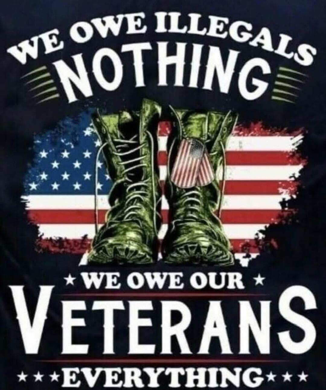 WE OWE ILLEGALS NOTHING WE OWE OUR VETERANS EVERYTHING