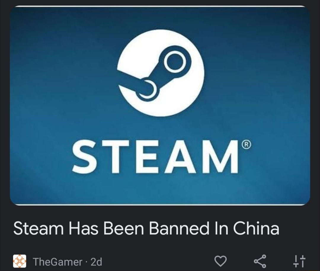 STEAM Steam Has Been Banned In China B theGamer 2d W o