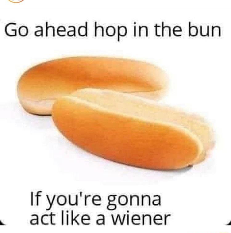 Go ahead hop in the bun If youre gonna actlike a wiener