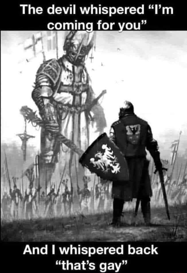 The devil whispered Im conin for you L g And whisperea oFTed 4 thats gay