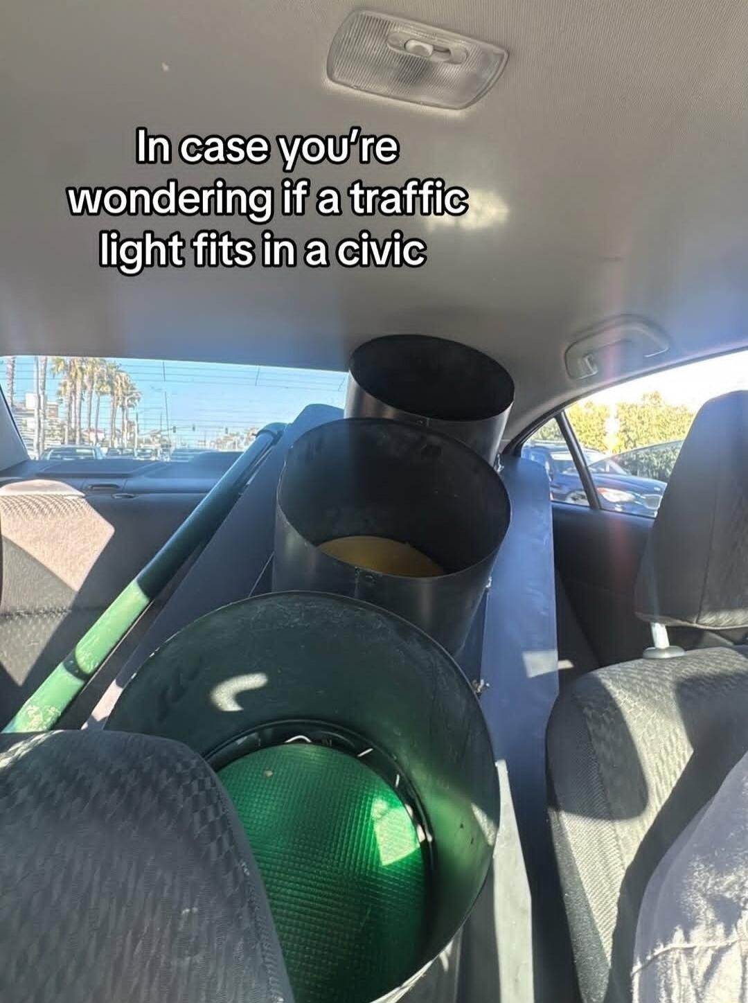 In case you're wondering if a traffic light fits in a civic