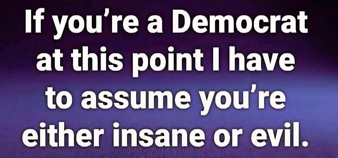 If you're a Democrat at this point I have to assume you're either insane or evil.