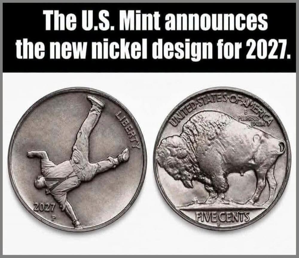 The U.S. Mint announces the new nickel design for 2027. LIBERTY 2027 P UNITED STATES OF AMERICA E PLURIBUS UNUM FIVE CENTS