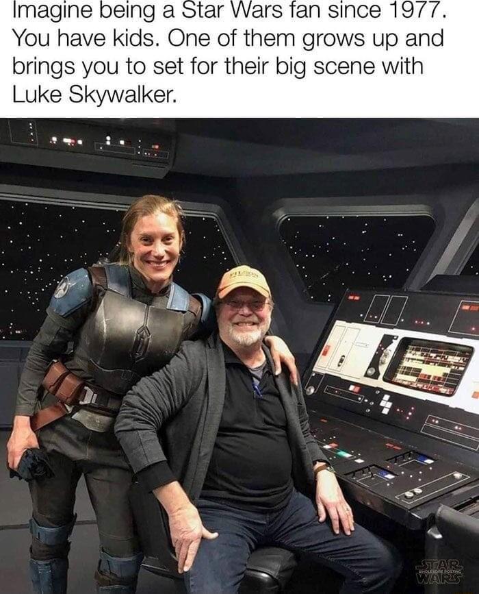 imagine being a Star Wars fan since 1977 1 have kids One of them grows up and brings you to set for their big scene with Luke Skywalker