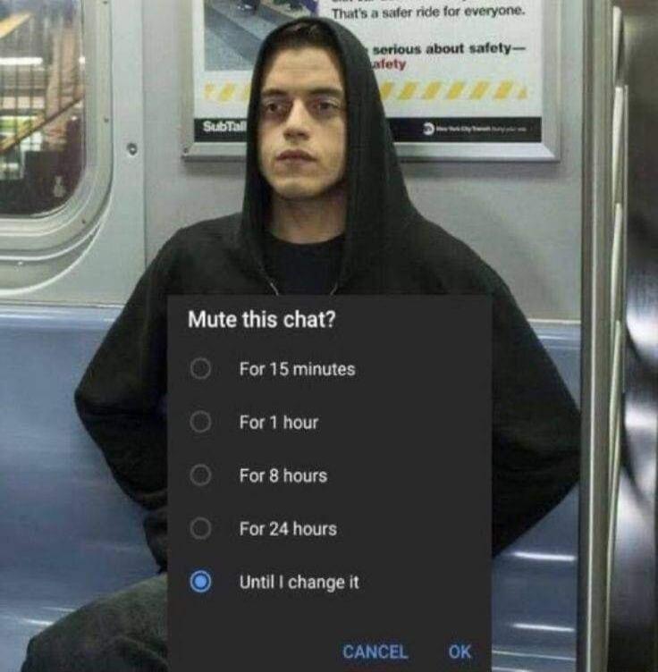 Mute this chat AL For 1 hour For8hours For 24 hours Untill change it