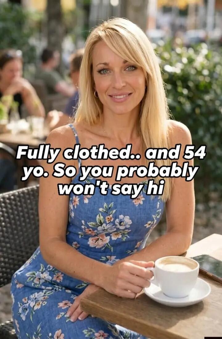 Fully clothed.. and 54 yo. So you probably won't say hi