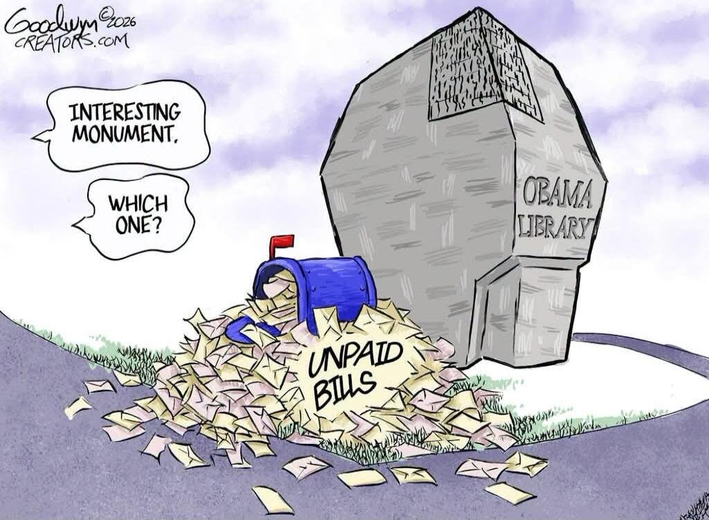 INTERESTING MONUMENT. WHICH ONE? OBAMA LIBRARY UNPAID BILLS
