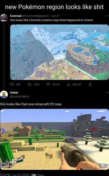 new Pokmon region looks like shit Comical S thislooks like a fortnite creative map what happened to shame his looks like that one minecraft tf2 map