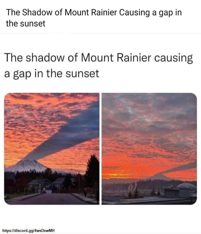 The Shadow of Mount Rainier Causing a gap in the sunset The shadow of Mount Rainier causing a gap in the sunset B e WapedidincordggldwaDswh