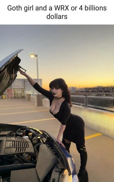 Goth girl and a WRX or 4 billions dollars
