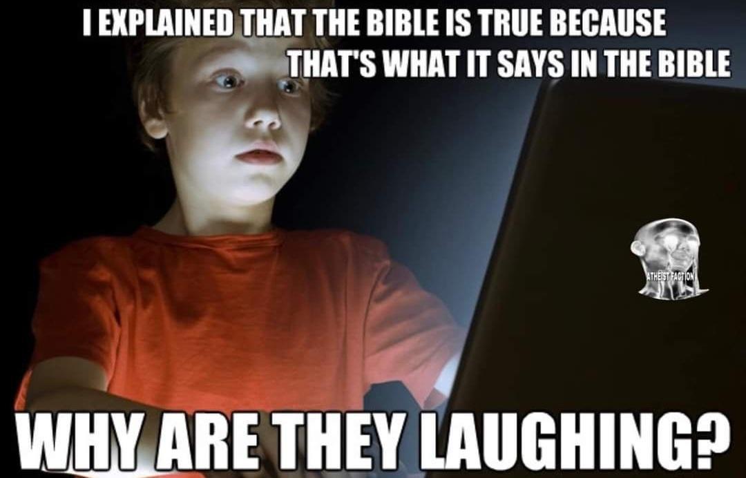 T EXPLAINED THAT THE BIBLE IS TRUE BECAUSE 245 STHATS WHAT IT SAYS IN THE BIBLE 94 3 WHYARE THEY LAUGHING