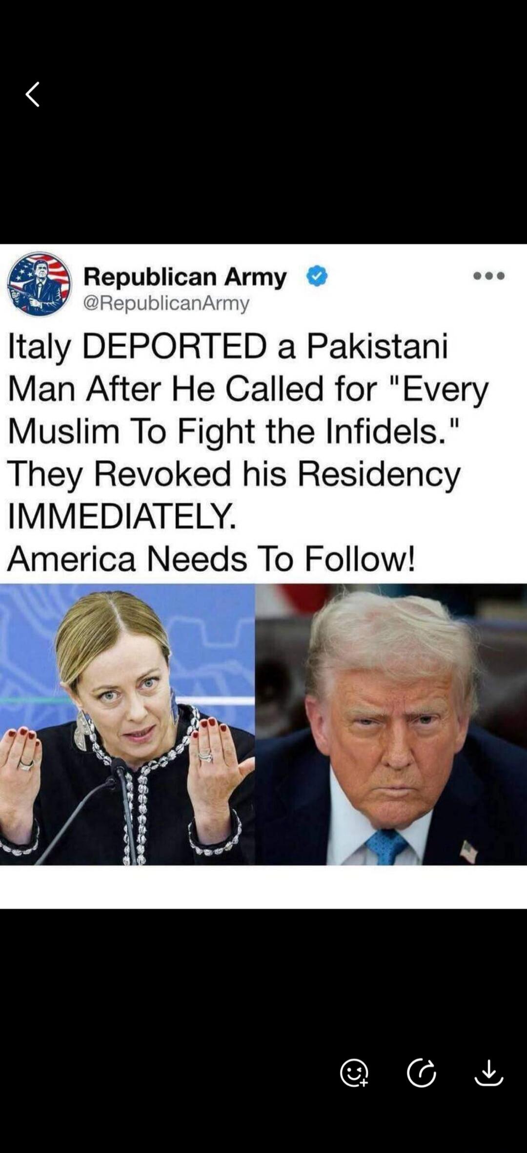 Republican Army @RepublicanArmy Italy DEPORTED a Pakistani Man After He Called for 