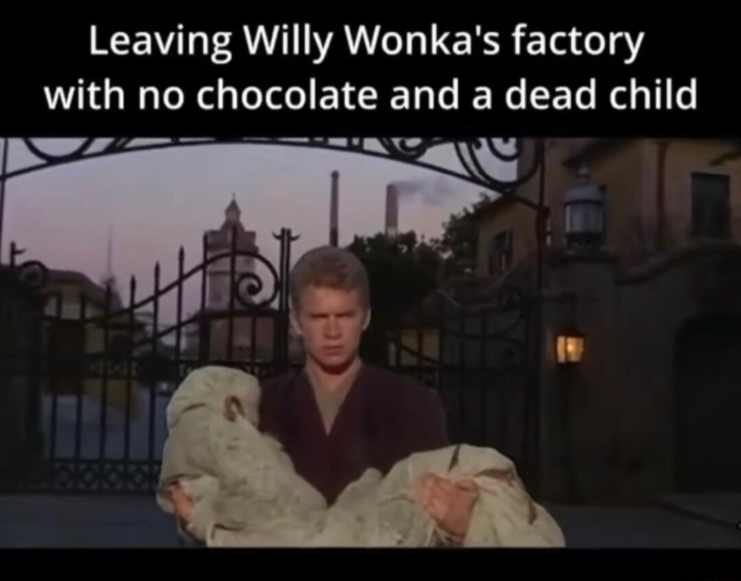 Leaving Willy Wonkas factory Wth no chocolate and a dead child