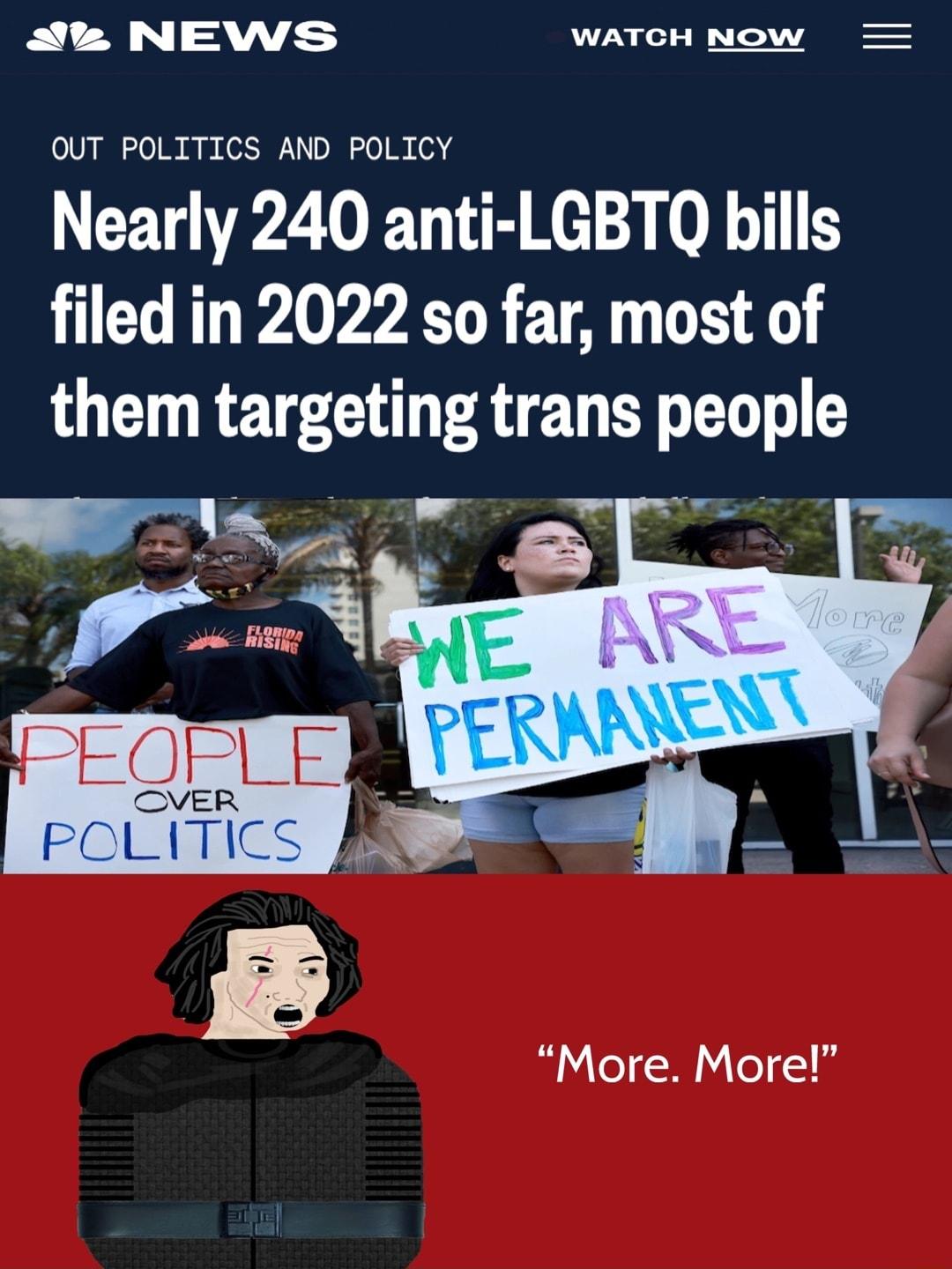 L N VY WATCH NO 2 If OUT POLITICS AND POLICY CETPZIRT iR e T filed in 2022 so far most of them targetmg trans people More More