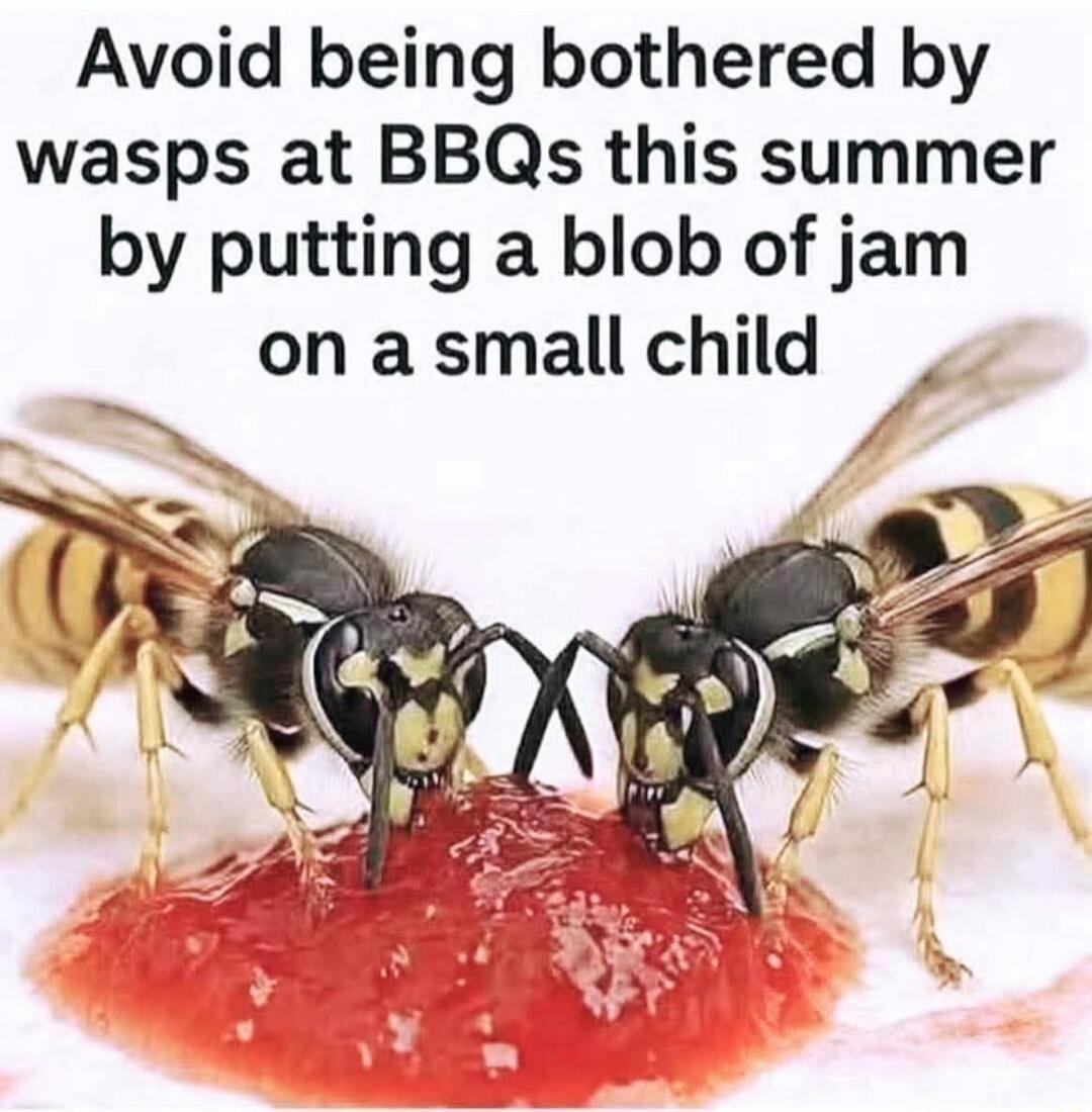Avoid being bothered by wasps at BBQs this summer by putting a blob of jam on a small child