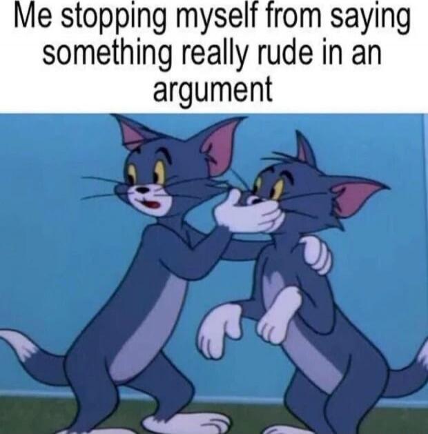 Me stopping myself from saying something really rude in an argument