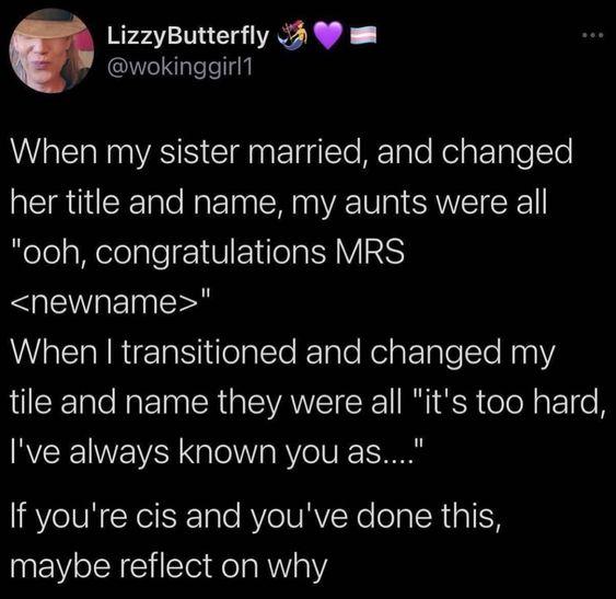 LizzyButterfly 5 9 wokinggirl1 NN WASES T ET A Yo M TaTe Rl g T le Yol her title and name my aunts were all RolelaWelolale I NI I eI B VXS newname WWERIRER S olalte T le RelaElplelTe Nl tile and name they were all its too hard RCE WAL Gl aRY o VI If youre cis and youve done this maybe reflect on why
