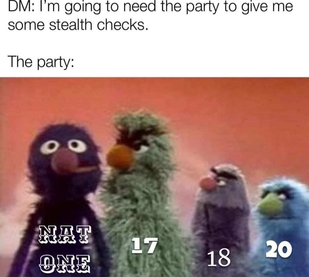 Im going to need the party to give me some stealth checks The party Lo i e a2 mad o Bk 184880