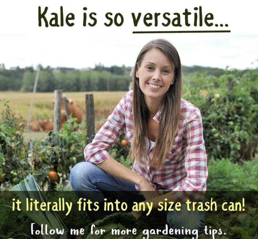 Kale is so versatile itli terall fits into any size trash can lollow me for more gardening tips